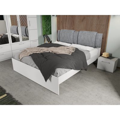 Pat Alb cu tapiterie gri - Acapulco 180x200 Fara sertare