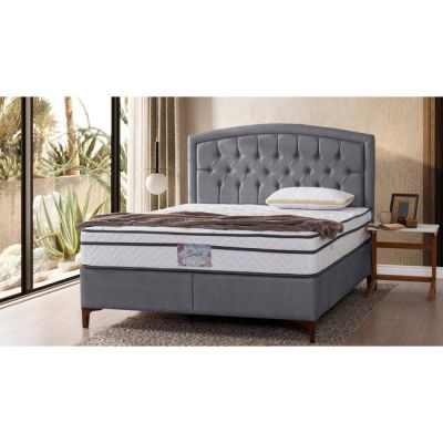 Pat Belek, gri deschis - 160x200 cm, design elegant, tapițerie catifelată, structură robustă, stofă premium