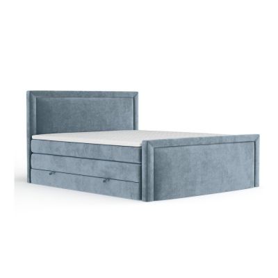 Pat boxspring albastru cu spațiu de depozitare 180x200 cm Lavenda – Maison de Rêve