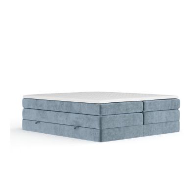 Pat boxspring albastru cu spaÈu009Biu de depozitare/fÄu0083rÄtÄu0083blie 140x200 cm Juniper âu0080Maison de RÃªve
