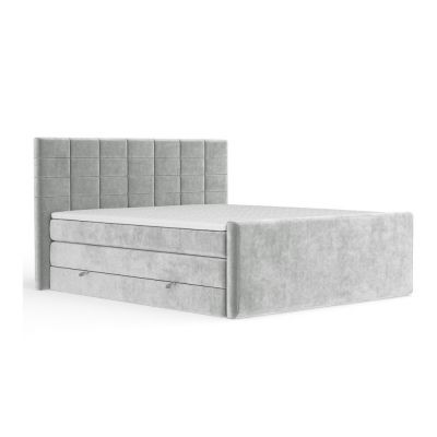 Pat boxspring gri deschis cu spațiu de depozitare 200x200 cm Ava – Maison de Rêve