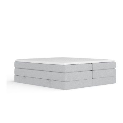 Pat boxspring gri deschis cu spaÈu009Biu de depozitare/fÄu0083rÄtÄu0083blie 200x200 cm Juniper âu0080Maison de RÃªve