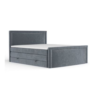 Pat boxspring gri închis cu spațiu de depozitare 140x200 cm Lavenda – Maison de Rêve