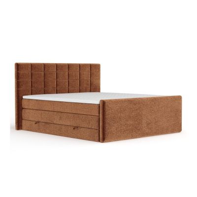 Pat boxspring portocaliu cu spațiu de depozitare 180x200 cm Ava – Maison de Rêve