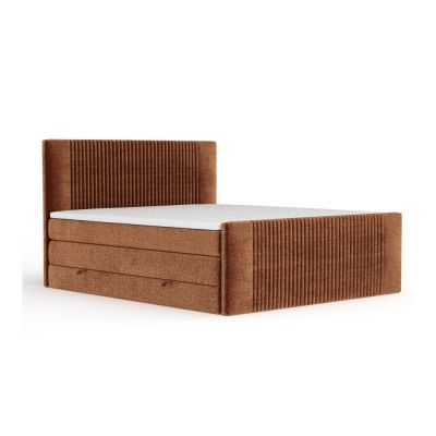 Pat boxspring portocaliu cu spațiu de depozitare 200x200 cm Bergamo – Maison de Rêve