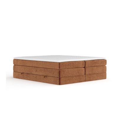 Pat boxspring portocaliu cu spaÈu009Biu de depozitare/fÄu0083rÄtÄu0083blie 200x200 cm Juniper âu0080Maison de RÃªve