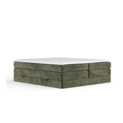 Pat boxspring verde Ã®nchis cu spaÈu009Biu de depozitare/fÄu0083rÄtÄu0083blie 160x200 cm Juniper âu0080Maison de RÃªve
