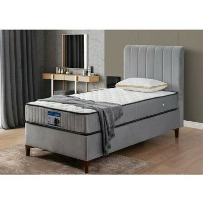 Pat Calia, design modern, capitonare premium, spatiu depozitare, 90x200 cm, gri