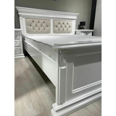 Pat Diana, cadru robust cu somieră inclusă, material lemn masiv și MDF, 160x200 cm, alb