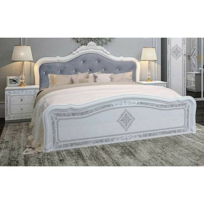 Pat Luiza cu somieră rabatabilă, cadru stabil din PAL, 160x200 cm, alb