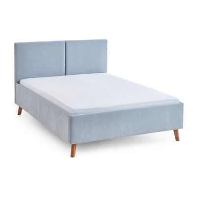 Pat matrimonial albastru deschis tapițat cu somieră 140x200 cm Piano – Meise Möbel
