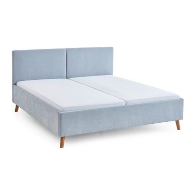 Pat matrimonial albastru deschis tapițat cu somieră 180x200 cm Piano – Meise Möbel