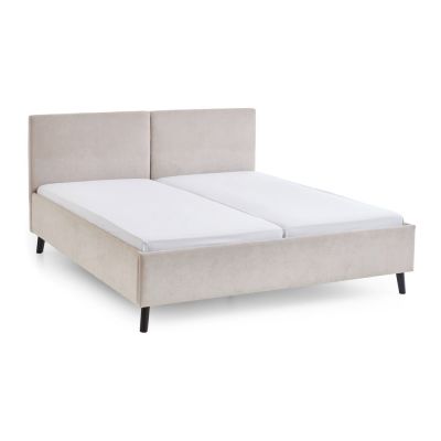Pat matrimonial bej tapițat cu somieră 160x200 cm Piano – Meise Möbel