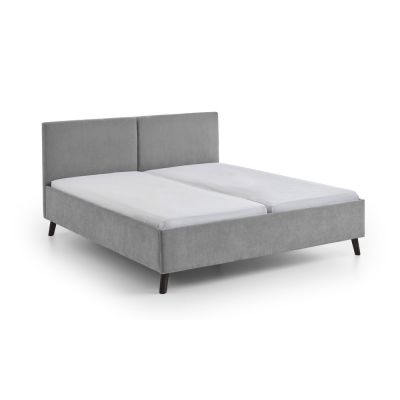 Pat matrimonial gri tapițat cu somieră 160x200 cm Piano – Meise Möbel