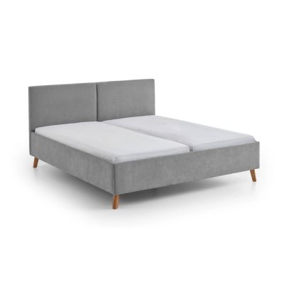 Pat matrimonial gri tapițat cu somieră 160x200 cm Piano – Meise Möbel