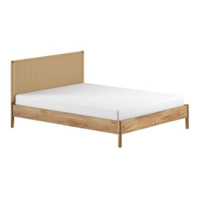 Pat matrimonial în culoare naturală din lemn de stejar fără somieră 180x200 cm Olive Rope – Vipack