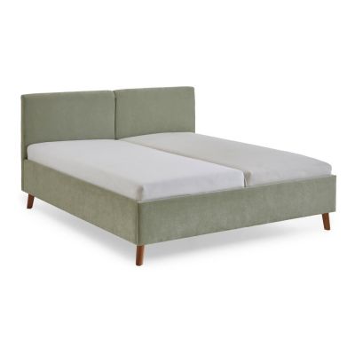 Pat matrimonial verde deschis tapițat cu somieră 160x200 cm Piano – Meise Möbel
