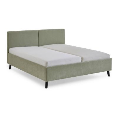 Pat matrimonial verde deschis tapițat cu somieră 160x200 cm Piano – Meise Möbel