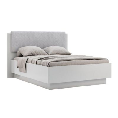 Pat Megy cu somieră, cadru solid și design modern, 160x200 cm, gri-alb