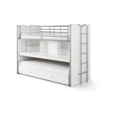 Pat pentru copii alb supraetajat/cu extensie suplimentară cu spațiu de depozitare cu somieră 90x200 cm Bonny – Vipack Pat pentru copii alb supraetajat/cu extensie suplimentară cu spațiu de depozitare cu somieră 90x200 cm Bonny – Vipack