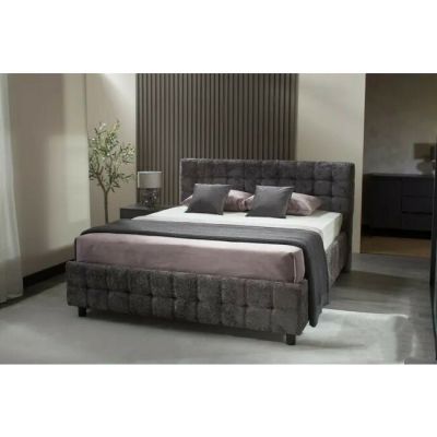 Pat Rio cu spațiu de depozitare, PAL și MDF, 140x200 cm, gri închis