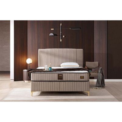 Pat + Saltea gratis Bari , bambus, 160x200 cm, crem la reducere