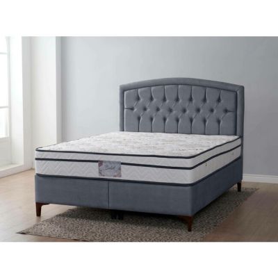 Pat + Saltea gratis Bellagio, structură solidă, saltea inclusă, design modern, 140x200 cm, gri deschis