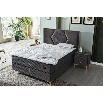 Pat + Saltea gratis Coolness, gri - 160x200 cm, efect de răcire, material bivalent vară-iarnă, structură rezistentă