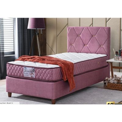 Pat + Saltea Gratis Iness , capitonare eleganta, spatiu depozitare, 100x200 cm, roz Braid 13