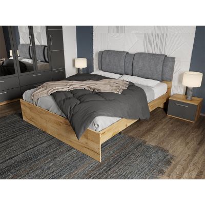 Pat Stejar Auriu cu tapiterie gri - Acapulco 160x200 Fara sertare