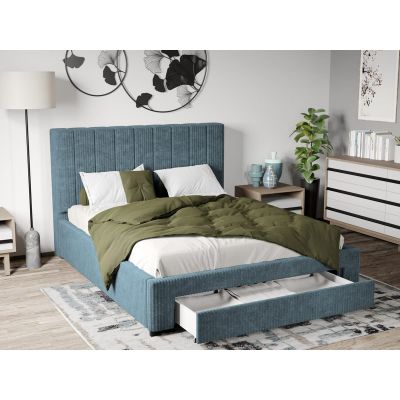 Pat Tapitat cu Sertar Albastru Deschis - Poso26 160x200