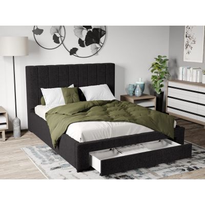 Pat Tapitat cu Sertar Negru - Eden 21 160x200