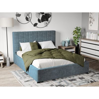 Pat Tapitat cu Somiera Fixa Albastru Deschis - Poso26 140x200