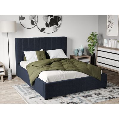 Pat Tapitat cu Somiera Fixa Albastru - Eden16 180x200