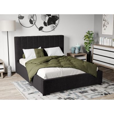 Pat Tapitat cu Somiera Fixa Negru - Eden 21 90x200