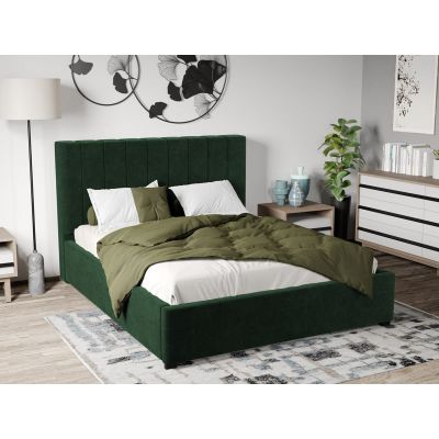 Pat Tapitat cu Somiera Fixa Verde Smarald - Riviera 38 140x200