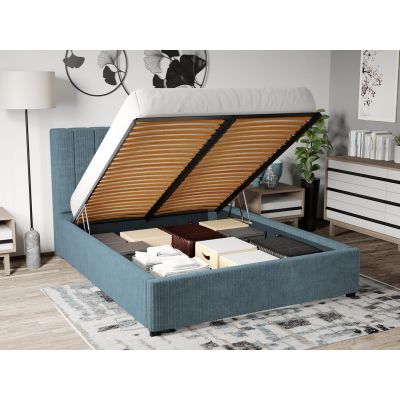 Pat Tapitat cu Somiera Rabatabila Albastru Deschis - Poso26 180x200