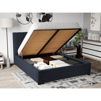 Pat Tapitat cu Somiera Rabatabila Albastru - Eden16 160x200