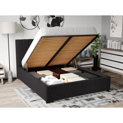 Pat Tapitat cu Somiera Rabatabila Negru - Eden 21 180x200