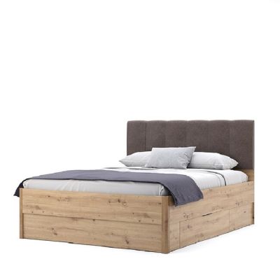 Pat Teddy fix, cadru solid și design clasic, 160x200 cm, stejar la reducere