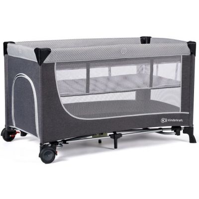 Patut Pliabil LEODY cu 2 Nivele de la Nastere Geanta de Transport Gri