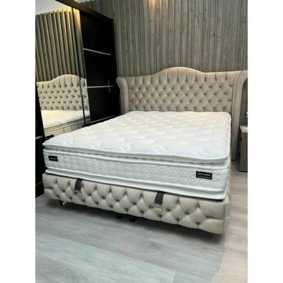 Set Pat + Saltea Dimmax Cu Lada Depozitare, Baby Face 02, 160x200 cm, Crem