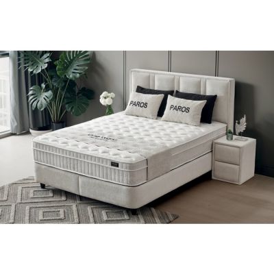 Set Pat + Saltea Paros Cu Lada Depozitare, Stofă Symphony Pearl, 160x200 cm, Bej