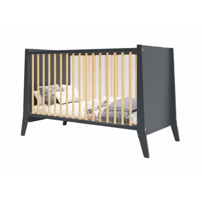 Set Patut din lemn 120x60 cm Nichiduta Damian Antracyt cu somiera reglabila + Saltea cu husa detasabila din microfibra 12 cm grosime Nichiduta Cocos Comfort