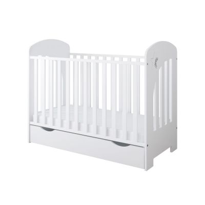 Set Patut din lemn pana la 4 ani cu sertar,suport saltea reglabil si margine din silicon Nichiduta Little Star Alb + Saltea cu husa detasabila din microfibra 12 cm grosime Nichiduta Cocos Comfort +