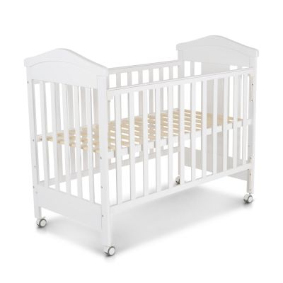 Set Patut din lemn pentru copii Cangaroo Wing Alb Multifunctional cu Somiera reglabila pe 3 nivele,Laterala culisanta, Roti cu sistem blocare,Margine din silicon + Saltea cu husa detasabila din microfibra 10 cm Nichiduta