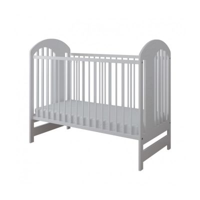 Set Patut din lemn pentru copii pana la 4 ani 124x66 cm cu sistem 3 bare detasabile Tymon White + Saltea cu husa detasabila din microfibra 12 cm grosime Nichiduta Cocos Comfort +