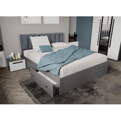 Pat Gri cu tapiterie Gri deschis 180x200 Fara sertare