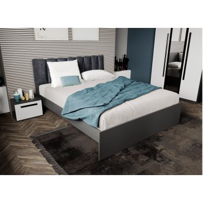 Pat Gri cu tapiterie Gri inchis 180x200 Fara sertare