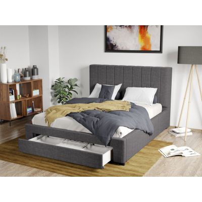 Pat Tapitat Adam cu somiera si sertar Gri - Poso 22